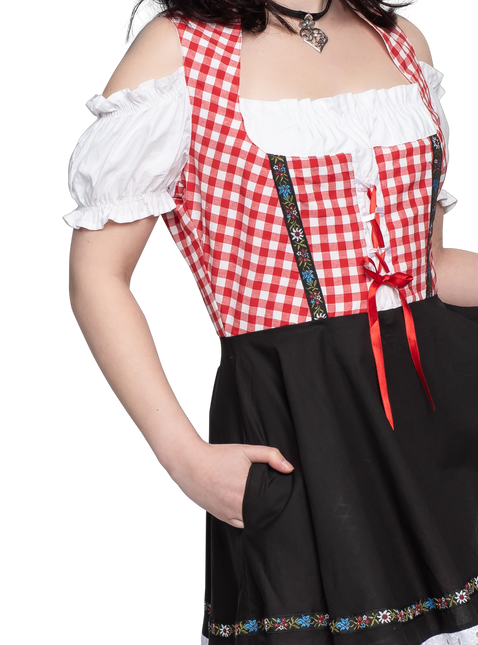 Oktoberfest Dirndl Mekko Oktoberfest Punainen Valkoinen Musta Hyvät naiset