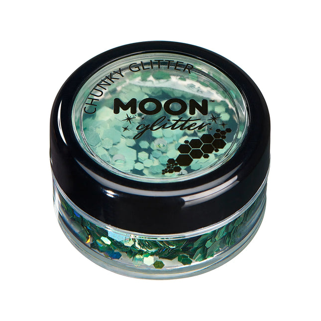 Moon Glitter Holografinen Chunky Glitter Vihreä 3g