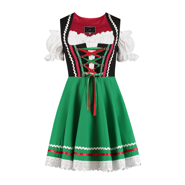 Oktoberfest Dirndl Mekko Oktoberfest Musta Vihreä Hyvät 2 kappaletta
