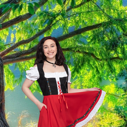 Oktoberfest Dirndl Mekko Oktoberfest Musta Punainen Hyvät naiset
