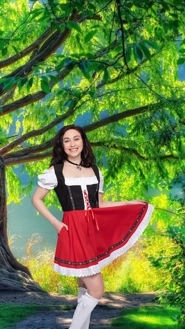 Oktoberfest Dirndl Mekko Oktoberfest Musta Punainen Hyvät naiset