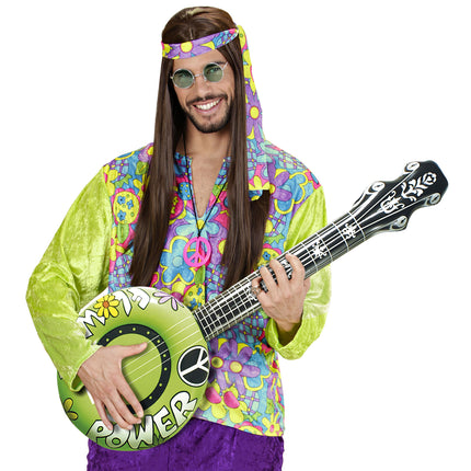 Hippie 60S Fake Banjo vihreä puhallettava 1m