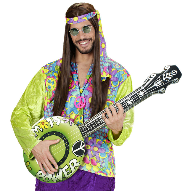Hippie 60S Fake Banjo vihreä puhallettava 1m