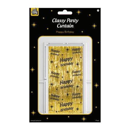 Hyvää syntymäpäivää oviverho kulta musta
