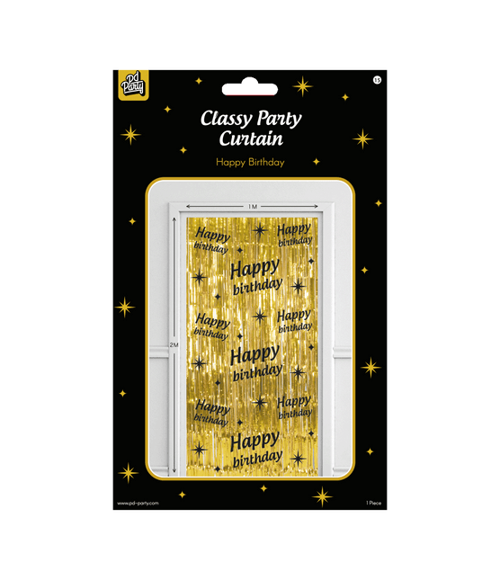 Hyvää syntymäpäivää oviverho kulta musta
