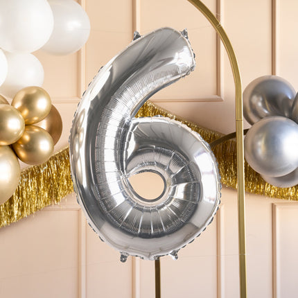 6 vuoden kuva ilmapallo hopea tyhjä 72cm