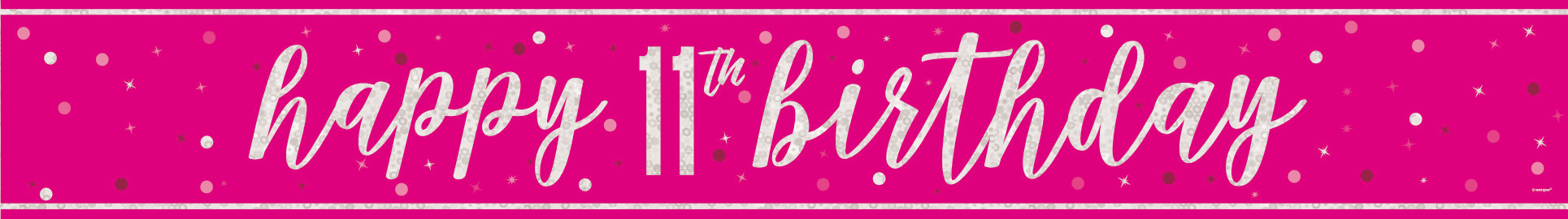 Hyvää syntymäpäivää banneri vaaleanpunainen 11 vuotta 2.74m