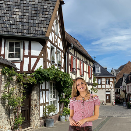 Punainen Valkoinen pusero Hyvät ruudullinen solkien kanssa