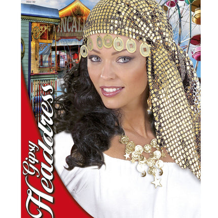 Kultainen otsapanta paljetteja