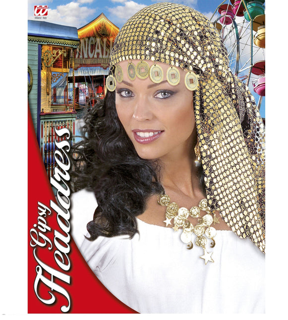 Kultainen otsapanta paljetteja