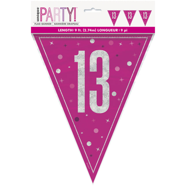 13 vuotta Garland vaaleanpunainen 2.5m