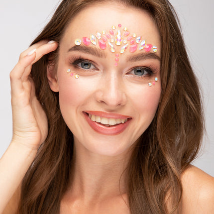 Moon Glow Hehkuva pimeässä kasvojen jalokivet vaaleanpunainen flamingo