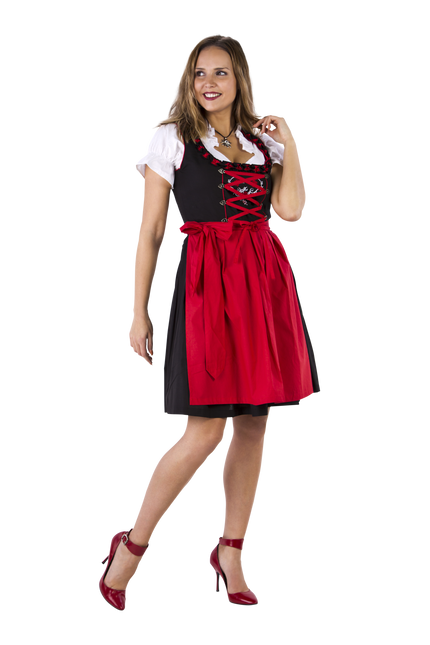 Musta Punainen Dirndl Mekko Oktoberfest Ladies