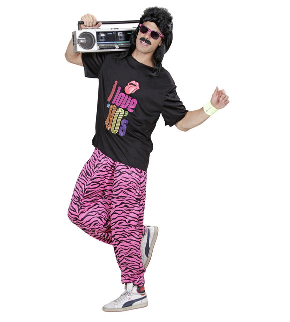 Neon 80S puku Musta Vaaleanpunainen Miehet