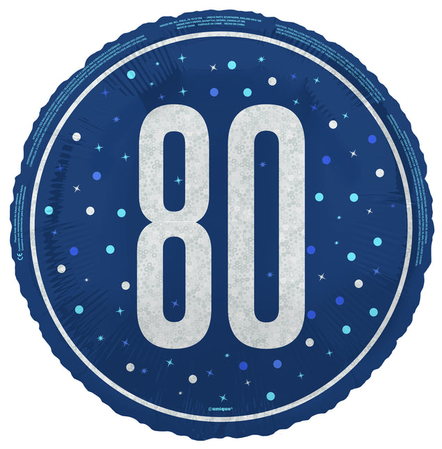 80 vuotta Helium ilmapallo sininen tyhjä 45cm