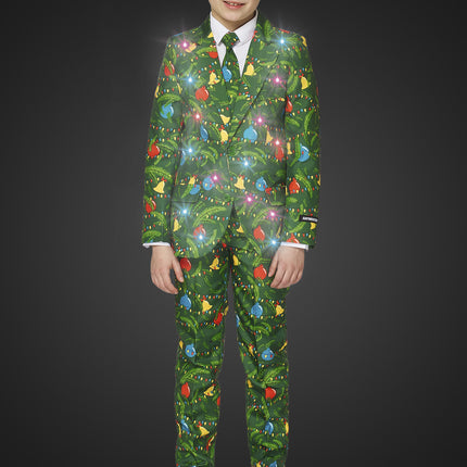 Vihreä puku joulu valo lapsen kanssa