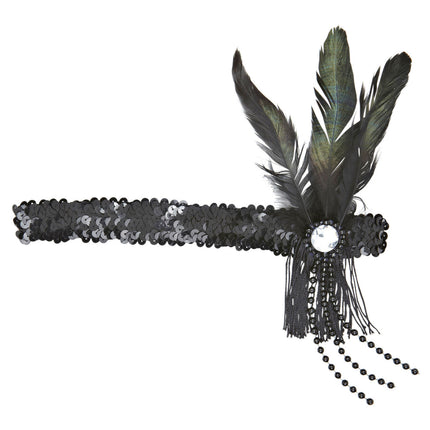 Musta otsapanta paljetteja höyhenet