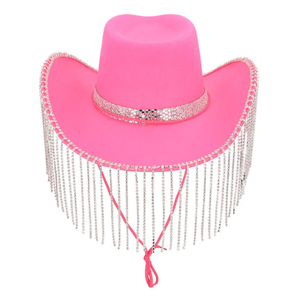 Cowgirl hattu vaaleanpunainen glitter