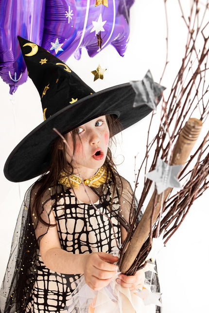 Musta kultainen Halloween noita hattu