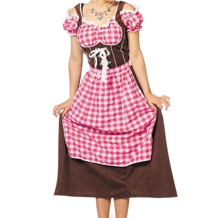 Vaaleanpunainen Dirndl Mekko Oktoberfest Ladies Pitkä