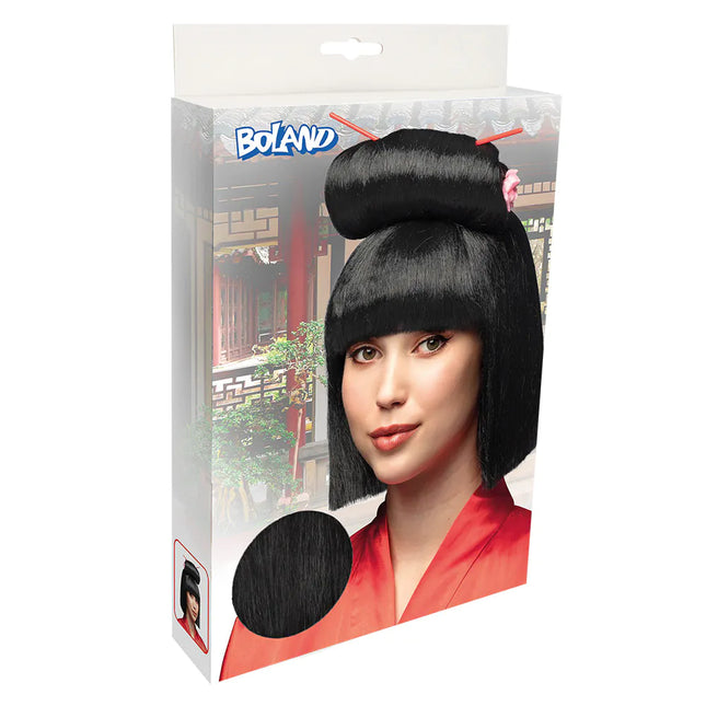 Musta peruukki tikkujen kanssa