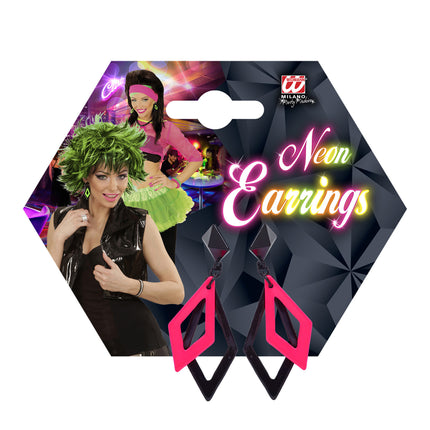 Neon 80S korvakorut Musta Vaaleanpunainen