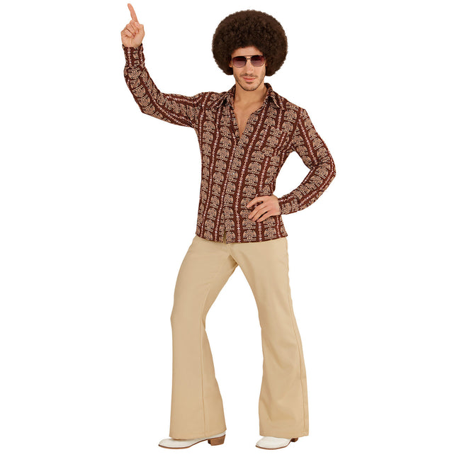 Disco 70S pusero Ruskea Miesten Old School