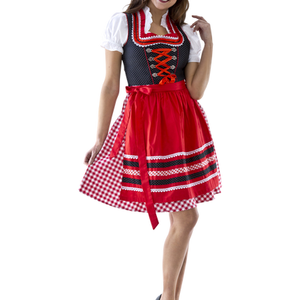 Punainen Valkoinen Dirndl Mekko Oktoberfest Hyvät ruudullinen