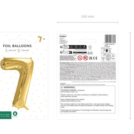 7 vuoden kuva ilmapallo kultainen tyhjä 72cm