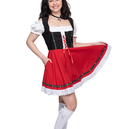 Oktoberfest Dirndl Mekko Oktoberfest Musta Punainen Hyvät naiset