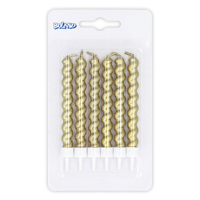 Kultaiset kynttilät pidikkeessä 6kpl