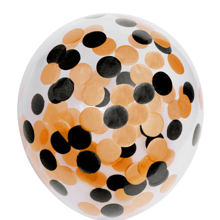 Konfetti ilmapallot oranssi musta 30cm 6kpl