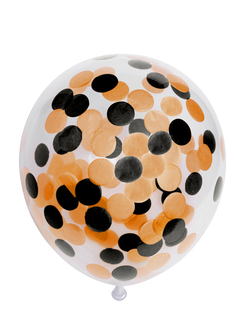 Konfetti ilmapallot oranssi musta 30cm 6kpl