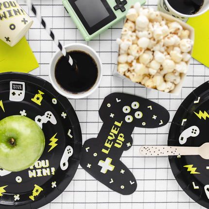 Gaming Party lautaset Musta Keltainen 23cm 6kpl