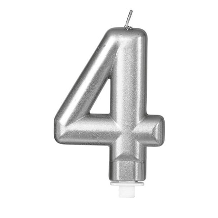 Hopeinen kynttilä 4 vuotta Metallinen 8cm