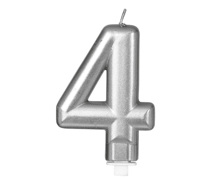 Hopeinen kynttilä 4 vuotta Metallinen 8cm