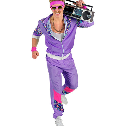 Neon 80S Verryttelypuku Viallinen violetti