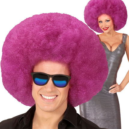 Violetti peruukki Afro Extra iso