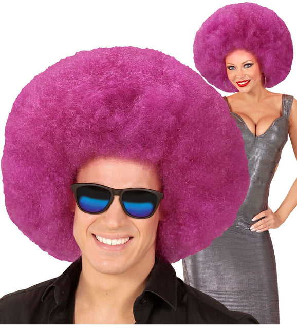 Violetti peruukki Afro Extra iso