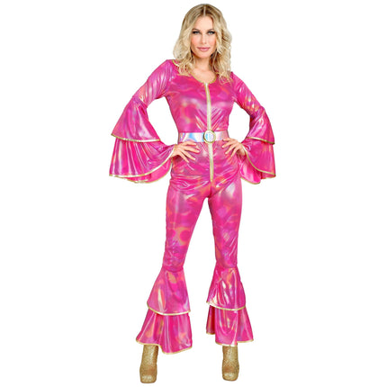 Disco 70S Jumpsuit vaaleanpunainen naiset