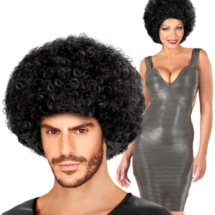 Musta Afro Unisex peruukki