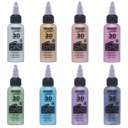 Moon Glitter holografinen glitteri kangasmaali vaaleanpunainen 30ml