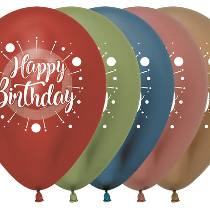Ilmapallot Hyvää syntymäpäivää Monivärinen Reflex Mix 30cm 25kpl