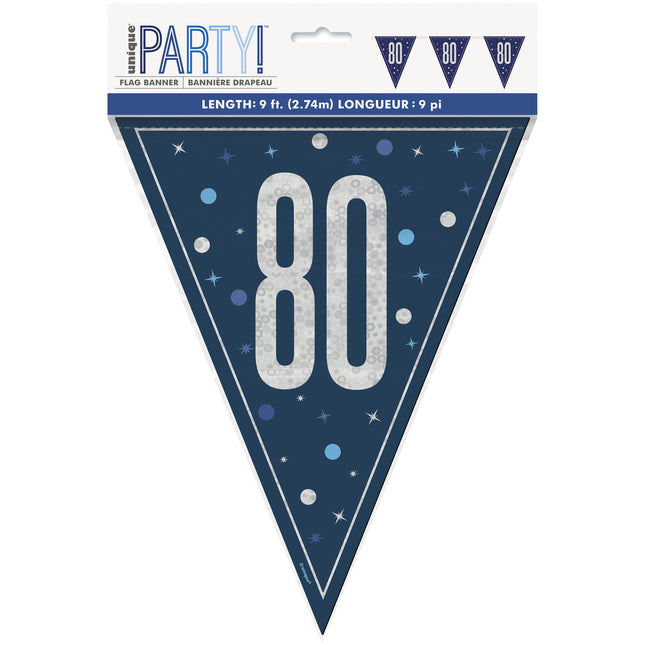 80 vuotta Garland sininen 2.5m