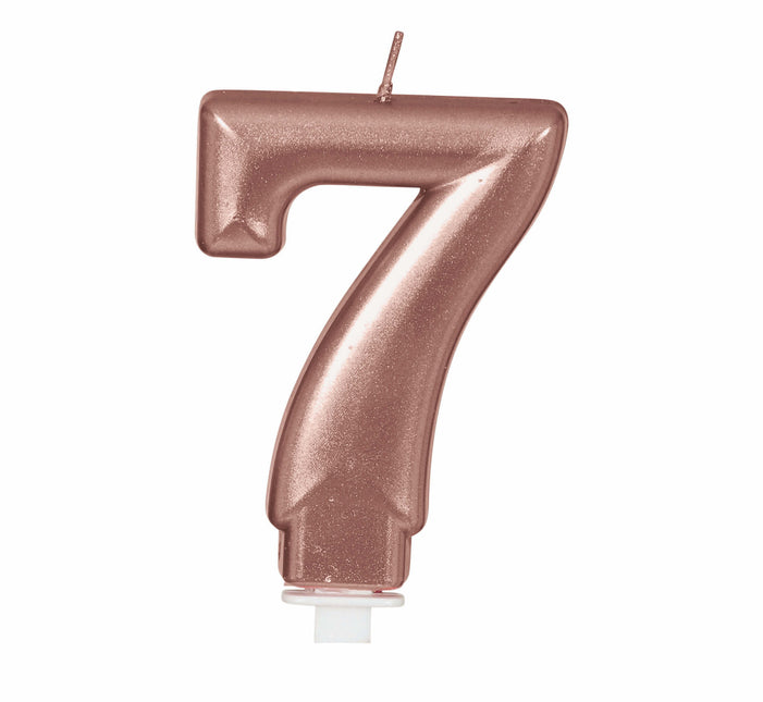 Rose Gold kynttilä 7 vuotta 8cm