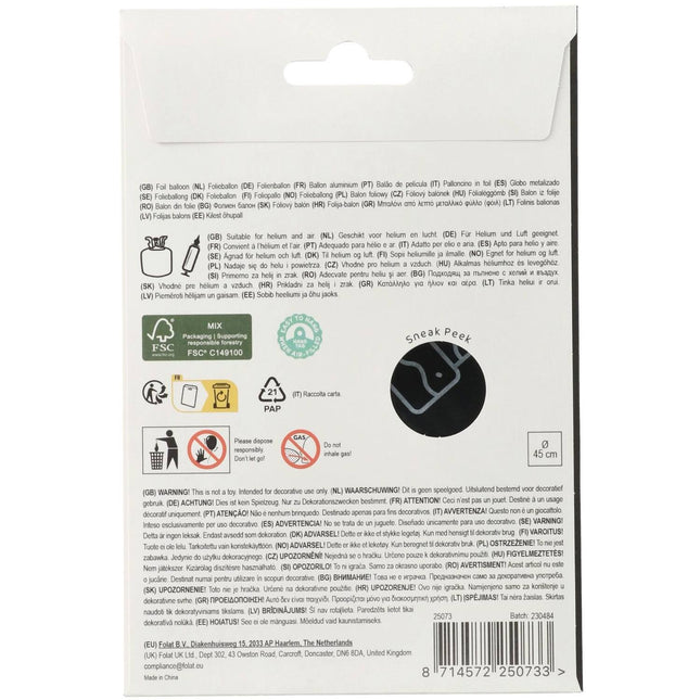 50 vuotta helium ilmapallo musta kulta tyhjä 45cm