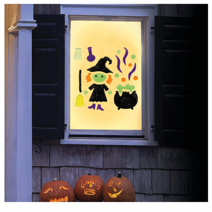 Halloween ikkuna koriste noita kattila