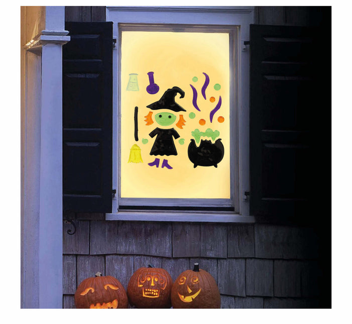 Halloween ikkuna koriste noita kattila