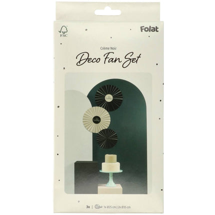 Hyvää syntymäpäivää paperituulettimet musta 3kpl