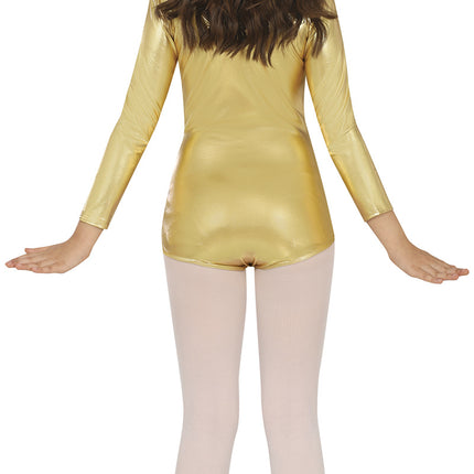 Tytön kultainen metallinen trikoo